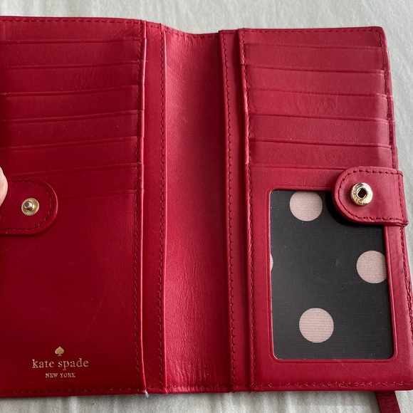 kate spade red patent leather continental wallet with gold logo - Picture 12 of 12